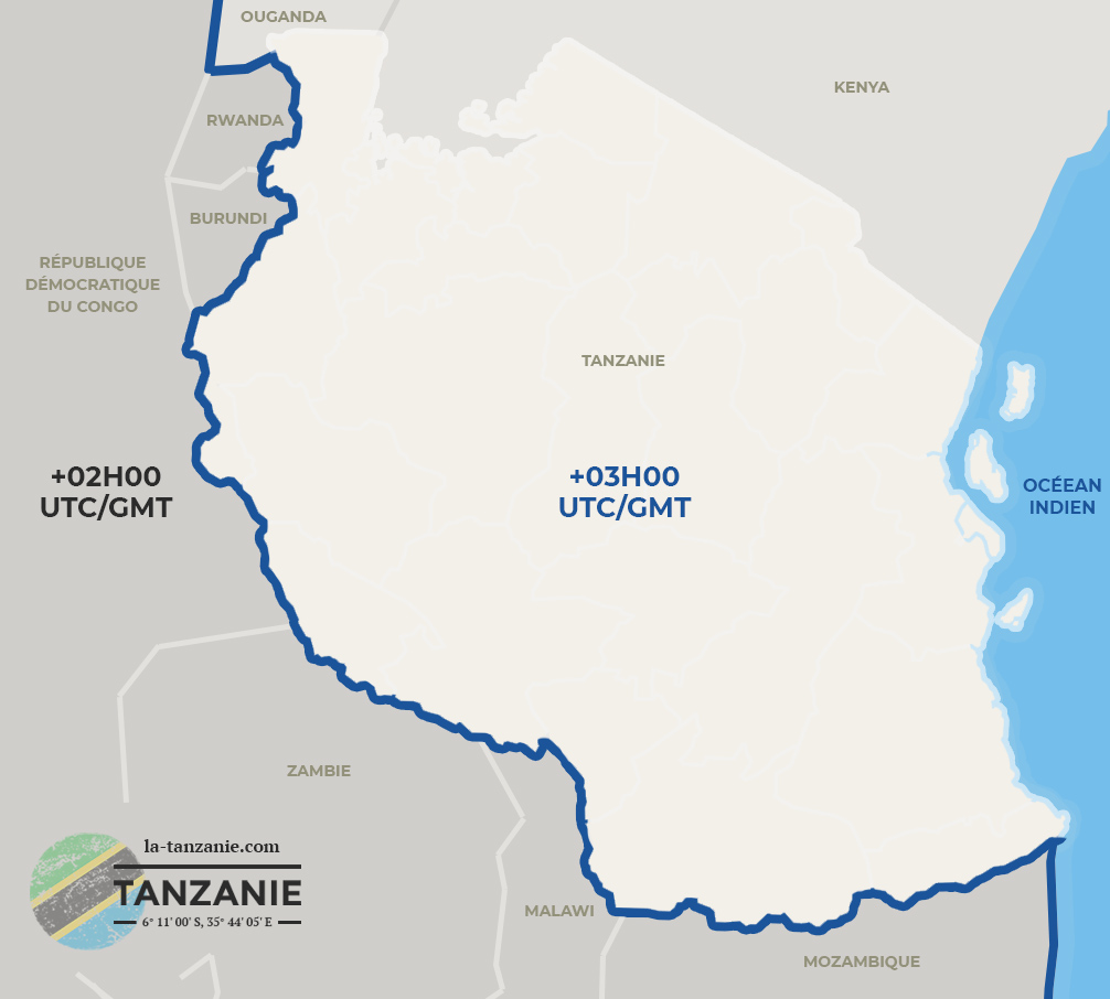 Carte fuseau horraire Tanzanie